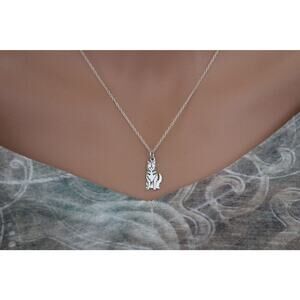 Sterling Silver Husky Dog Charm Necklace, Silver Husky Dog Necklace